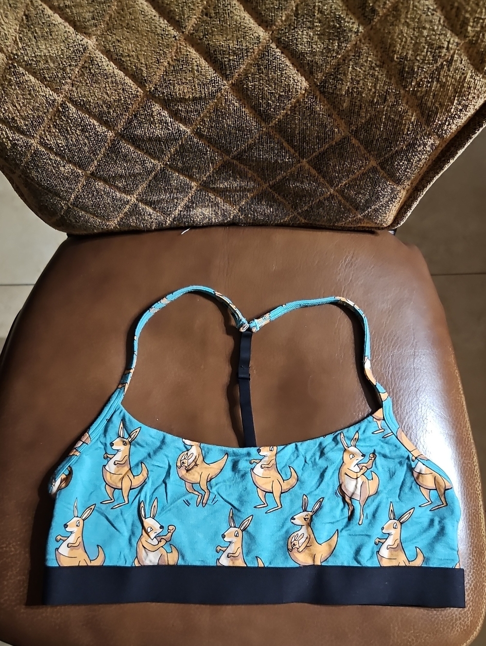MeUndies UltraModal Core T-Back Bralette Bra Racerback Unlined Kangaroo Print